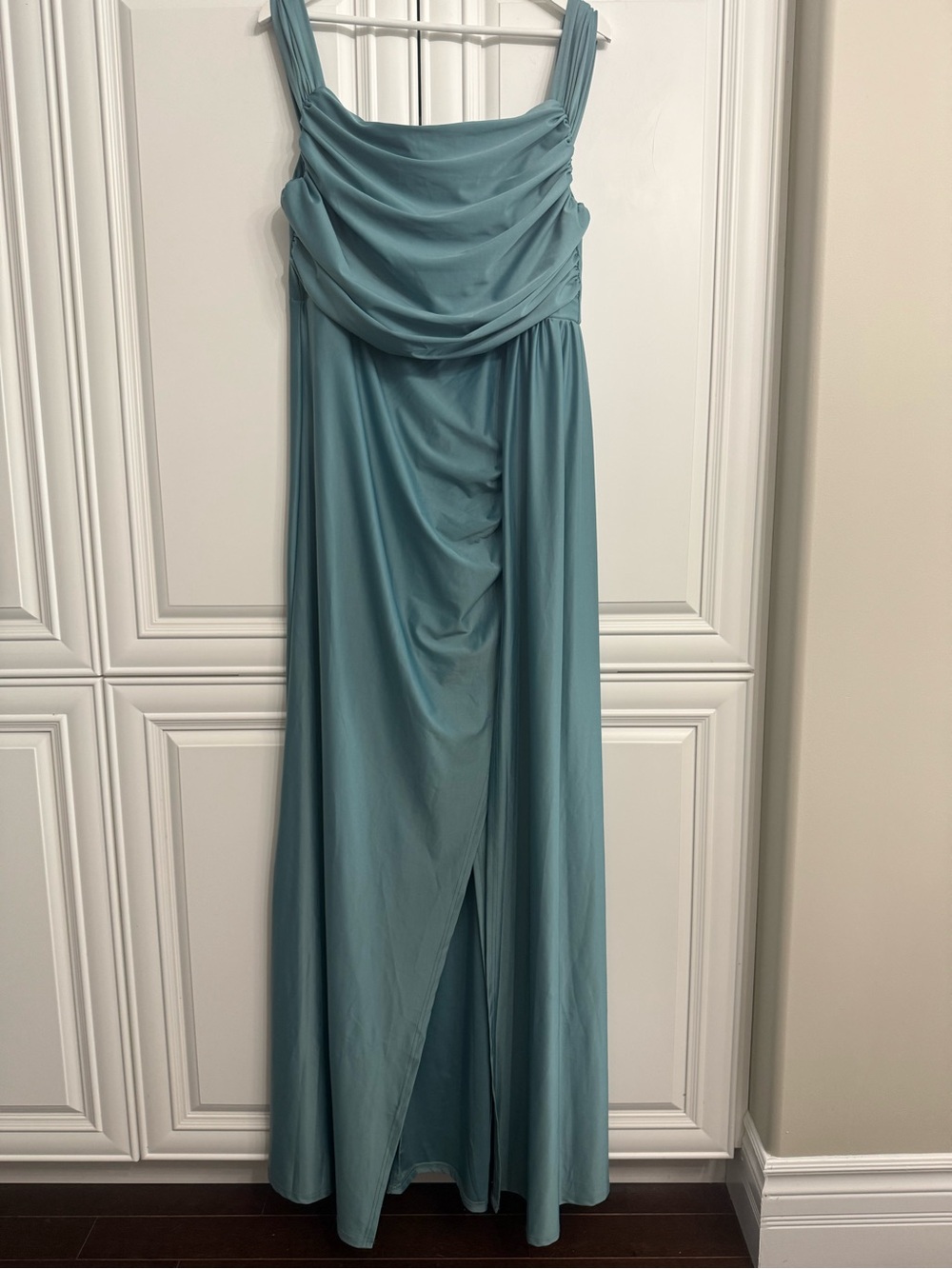 Faeriesty Size 2XL Teal Draped Cowl Neck Maxi Dress Bridesmaid Prom Grad Formal